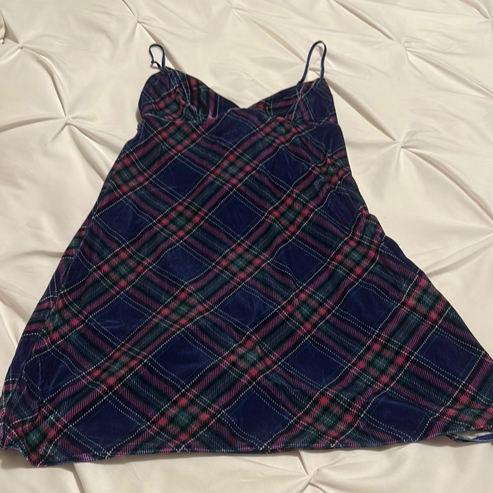 Victoria secret velvet Plaid Slip Dress pajama